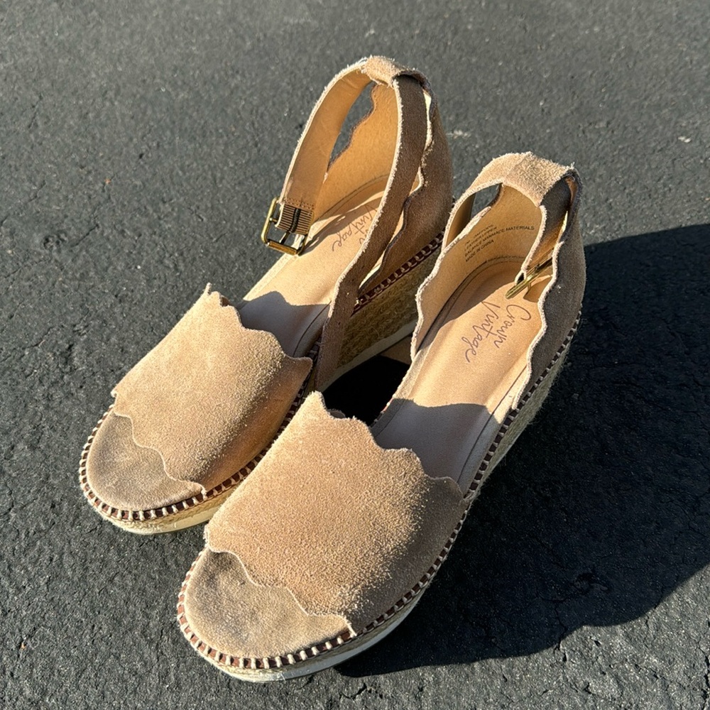 Tan Suede wedges